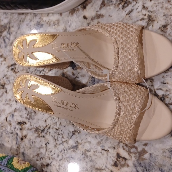 Antonio Melani x The Nat Note, the Riviera Woven women's Metallic Slip-On Mules - Picture 3 of 9